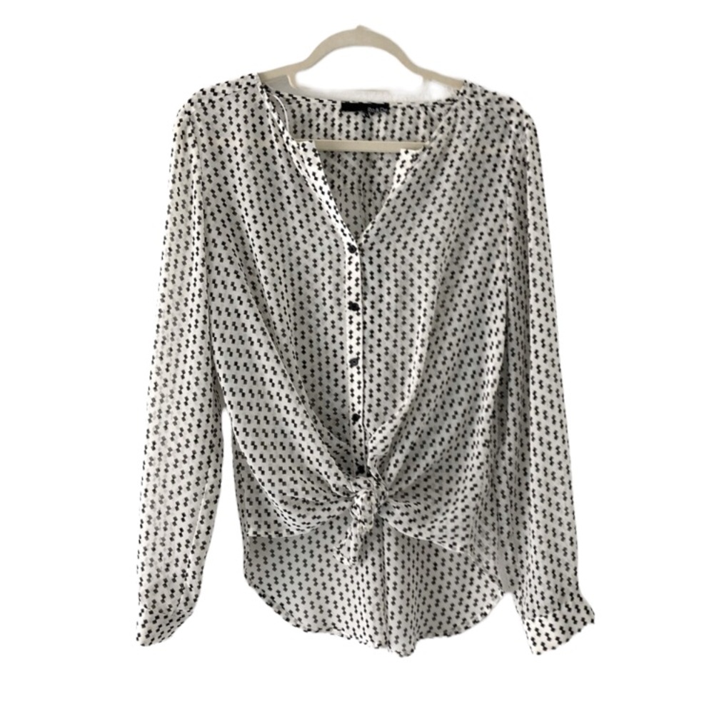 Ro & De Sheer High Low tie front blouse Medium